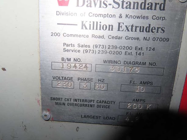 1/4" Davis Standard Killion tubing extrusion line, 24:1 L/D, 3 zone electrically heated - Image 3