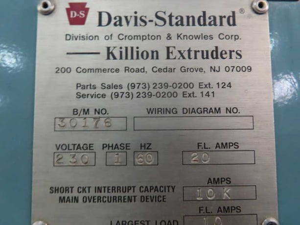 1/4" Davis Standard Killion tubing extrusion line, 24:1 L/D, 3 zone electrically heated - Image 10