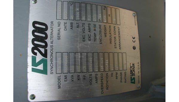 400 KW, 1200 RPM, Leroy Somer #MTG616, 480 Volts - Image 3
