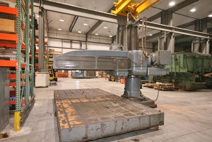 8' -19" Carlton, radial arm drill, 145J level shift, 4" spindle diameter, #6MT, 3' 7.5" traverse arm on column - Image 5