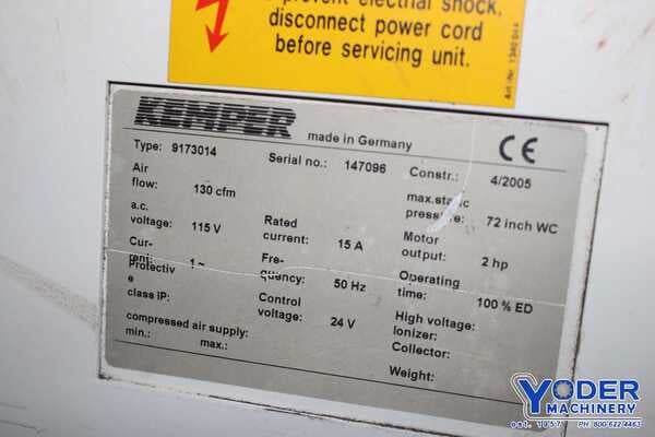 Smoke Eater, Kemper #9173014 Mini Weld Master, 130 cfm, 2-1/2" hose diameter, 2 HP, 2005, #74695 - Image 10