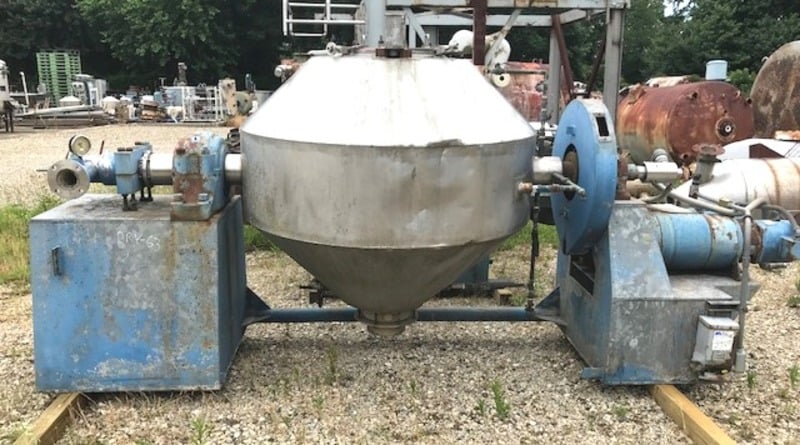 Komline Sanderson, double cone vacuum dryer, 15 psi/fv, 5 HP, 1745 RPM, explosion proof, variable speed, 250 - Image 1