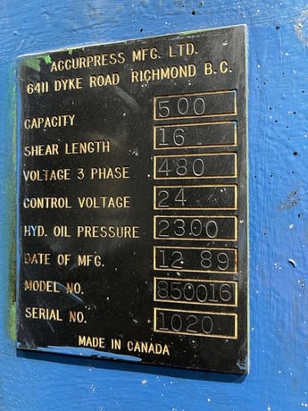 1/2" x 16' Accurshear #850016, 48" programmable Back Gauge w/ LED display, 7-30 SPM, 25 holddowns, 12' - Image 8