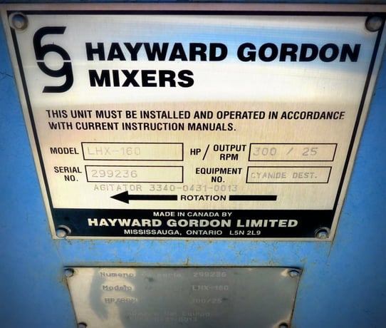 300 HP Hayward Gordon #LHX-160C, Agitator, 25 RPMo, 41' diameter x 41' liquid level tank - Image 2