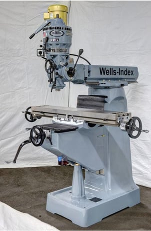 Wells-Index #747-2, vertical mill, 9" x49" table, 3 HP, 5.25" quill travel, forward & reverse, NEW - Image 1