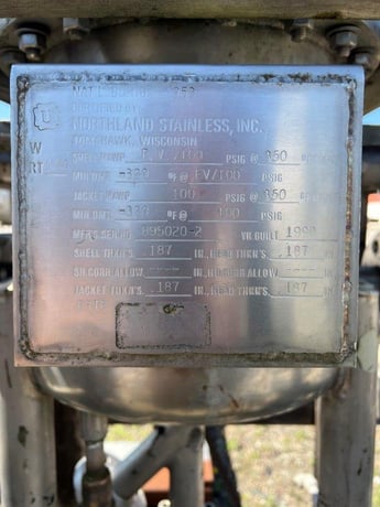 10 gallon Northland Stainless, 316L Stainless Steel reactor, 100/FV internal, 100 psi jacket, 1990 - Image 6