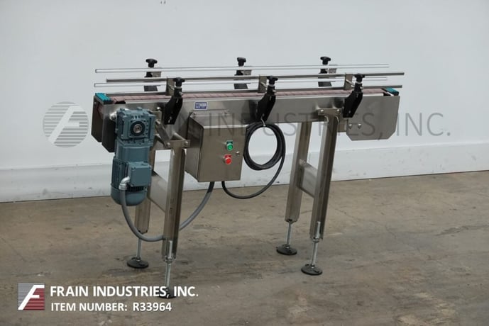 4-1/2" wide x 4.8' long, BMI / Benda, table top conveyor belt, mounted on 4 leg Stainless Steel frame - Image 1