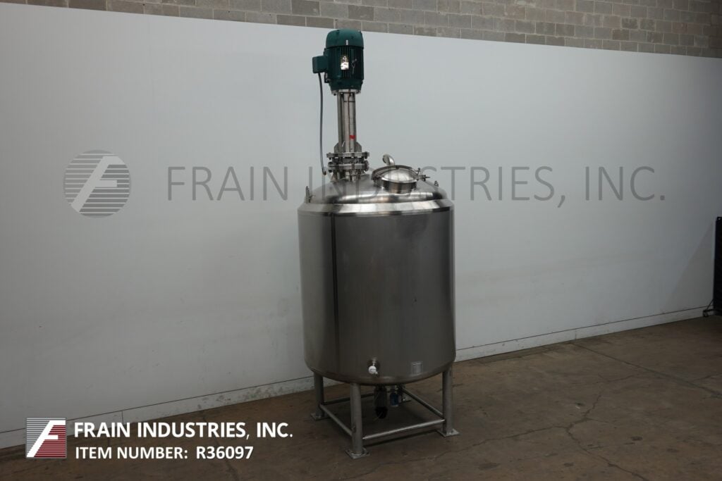 1000 gallon A & B Process Systems, 304 SS/S single wall process tank, 64" dia. x 70" straight wall, 18" OD - Image 1