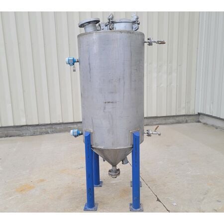 130 gallon Stainless Steel cone bottom tank, 30" diameter x 48" straight side - Image 1