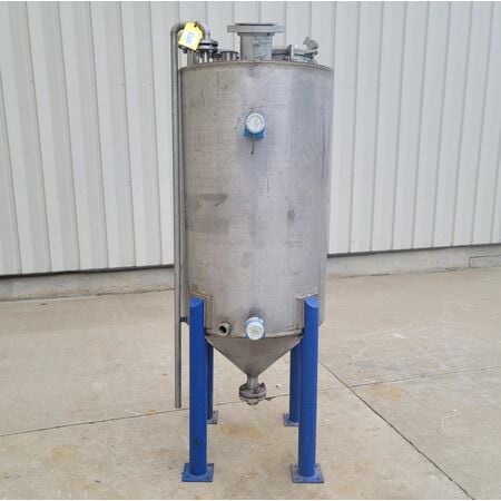 130 gallon Stainless Steel cone bottom tank, 30" diameter x 48" straight side - Image 2