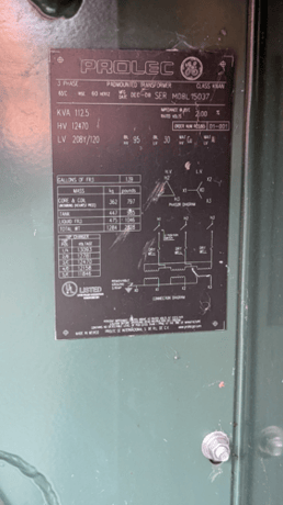 112.5 KVA 12470 Primary, 208/120 Secondary, Prolec FR3 - Image 7
