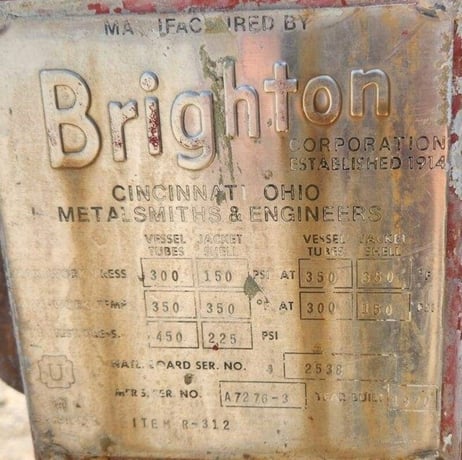 5 gallon Brighton, 316 Stainless Steel Reactor, 300 PSI @ 350°F, 150 PSI jacket, 12" dia. x 16" T/T - Image 7