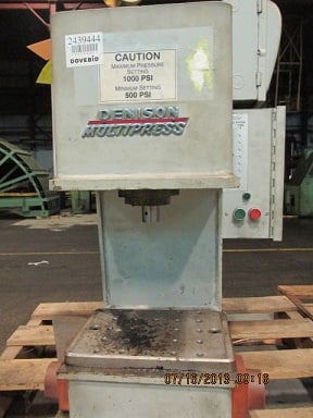1 Ton, Denison Multipress #A, Hydraulic Press, 3" stroke, 10" x 7.5" bolt, 1.625" x 1.125" RAM, 8" opening - Image 1