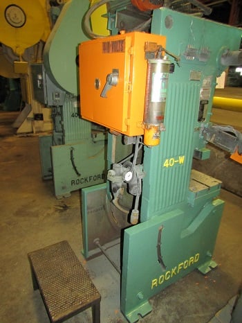 40 Ton, Rockford #40-W, OBI Single Crank Press, 3" stroke, 10-3/4" shut height, 7-1/8" throat, 26" x 14" bed - Image 1
