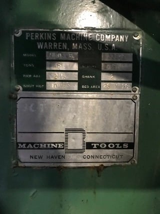 45 Ton, Perkins, Straight Side Double Crank Press, 2-1/2" adjustment, 10-1/4" shut height, 28" x 18" bed - Image 2