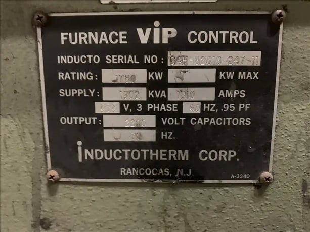 1750 KW Inductotherm #VIP Power Melt coreless induction furnace, 7.5 ton capacity,S38573 - Image 7