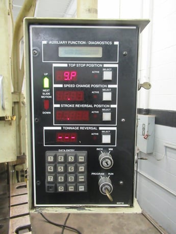 75 Ton, Cincinnati #75OBS, hydraulic gap frame press, 8" stroke, die cushion, Cincinnati tonnage and position - Image 3