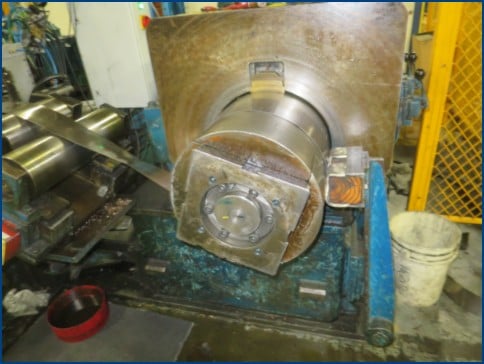 2.5" x 16" 3/4" x 8" Ruesch # N2421-B, 4 Hi Reversing Mill, mechanical adj., 400 FPM line speed, Mandrel - Image 4