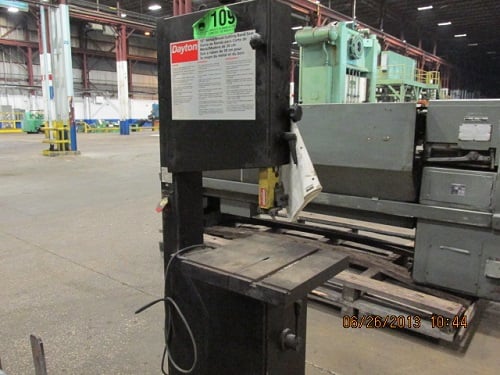 15" Dayton, Vertical Band Saw, 14-5/8" depth throat, 15" x 15" table, 114" x 3/4" blade, 4 speed, 3000 FPM - Image 1