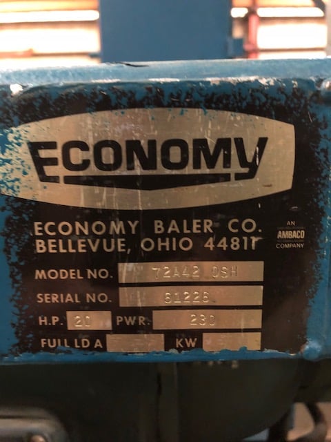 Economy #72A42-OShut Height, baler, 20 HP Reuland motor, Vickers valves & pump - Image 2