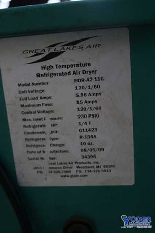 116 cfm, 230 psig, Great Lakes #EDR-A2-116, air dryer, R-134A, 120V., 1 phase, 2009, #72825 - Image 3