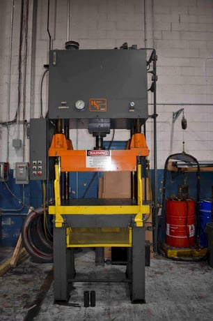40 Ton, HSI, hydraulic 4-post down acting press, 14.5" stroke, 21.5" D, 48" x 31" bed, cushion - Image 1