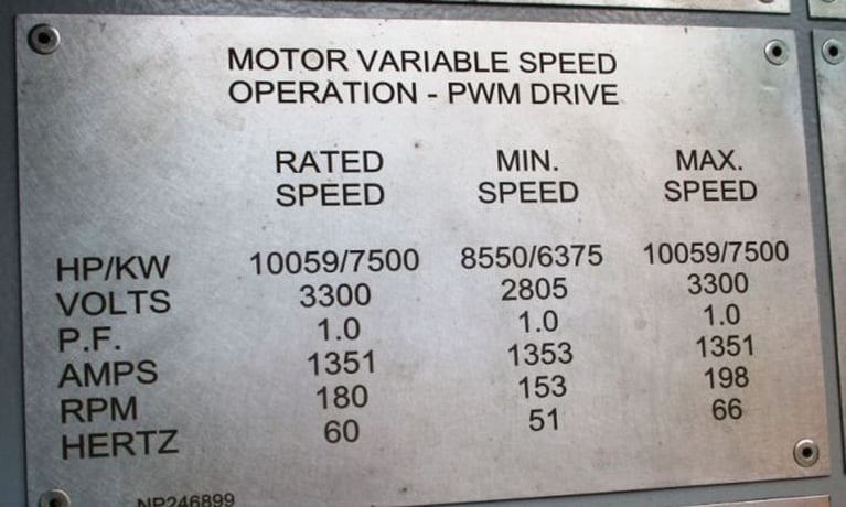 10000 HP 180 RPM General Electric, Frame 936DO, 1.0 PF, 3300 Volts, new (2 available) - Image 3