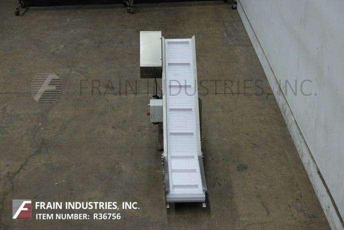 Ohlson #VFFX-35, Stainless Steel inclined cleated conveyor, 10" wide x 69" long belt with 1-1/4" high cleats - Image 3