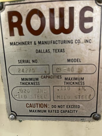 10000 Lb. Rowe #10040-DSJ / C3-40, conventional coil feed line, 40" width x .110" stock, 60" outside - Image 7