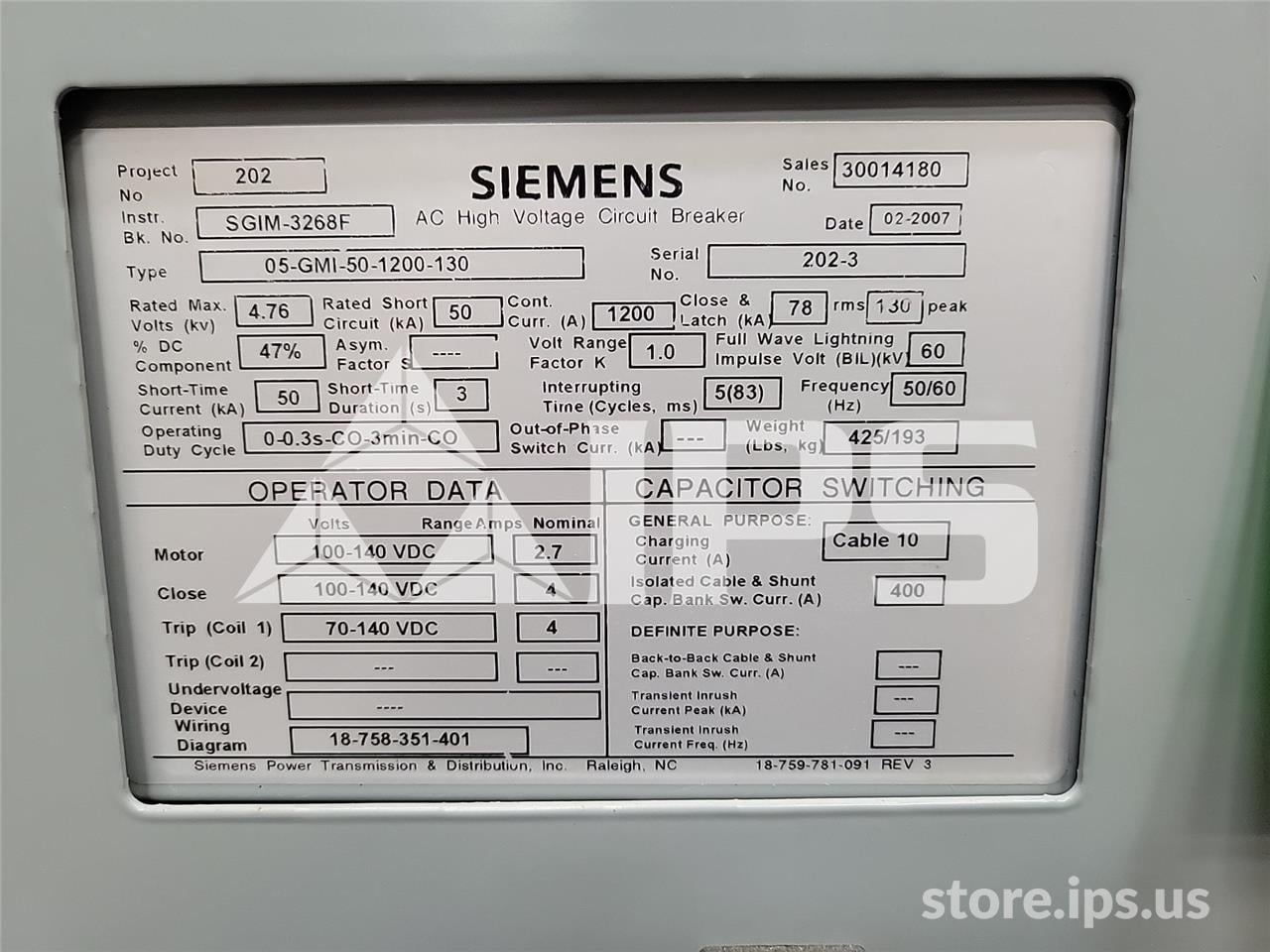 1200 Amps Sa 5-gmi-50 (5gmi 50) 125 Volts DC Control - Image 5