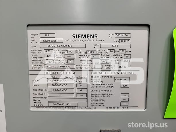 1200 Amps Sa 5-gmi-50 (5gmi 50) 125 Volts DC Control - Image 5