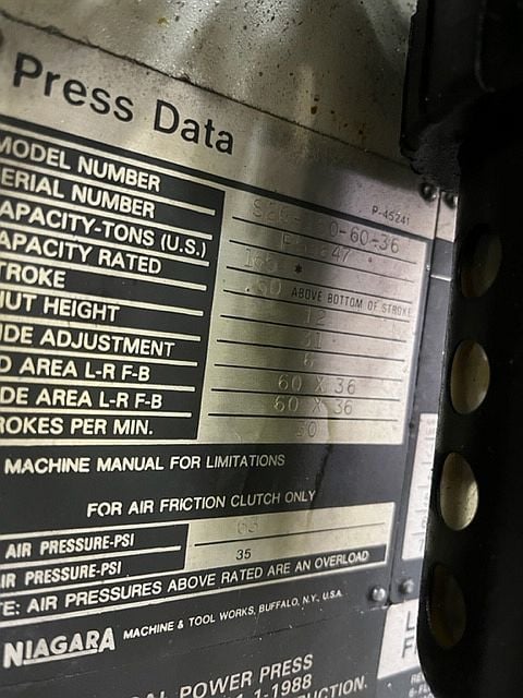 165 Ton, Niagara #S2G-150-60-36, 2 pt. gap frame mechanical press, 12" stroke, 31" shut height, 6" adj., 30 - Image 4