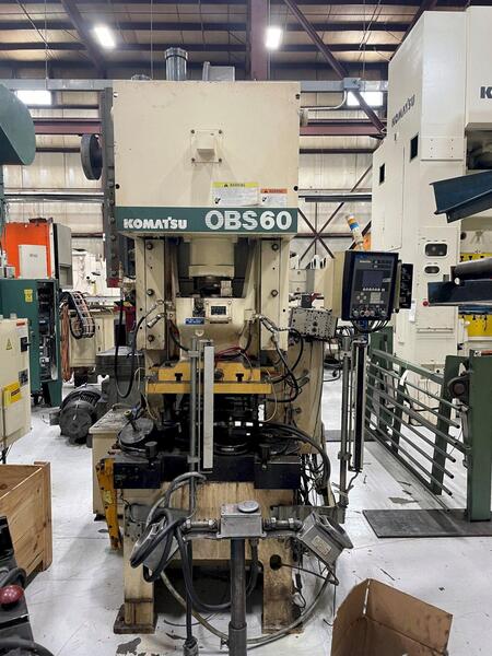 60 Ton, Komatsu #OBS-60, single point gap frame press, 4.72" stroke, 14.2" Shut Height, 60-120 SPM, 2001 - Image 1