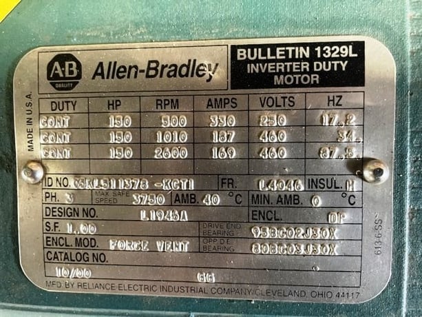 150 HP 1800 RPM Reliance, Frame L4046, DPFVBB, 460 Volts, New Surplus - Image 4