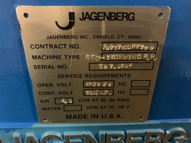 Jagenberg #SE-15, 87" shaftless floor pick up unwind stand, 60" OD, edge quide, 1998 - Image 8