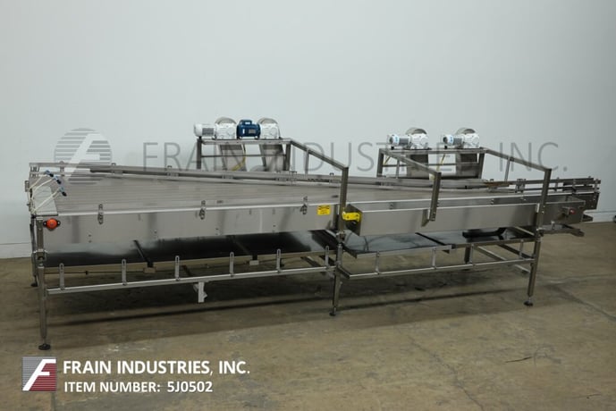 4-1/2" wide x 9' long, Sentry Equipment, Stainless Steel pressureless table top combiner conveyor - Image 1