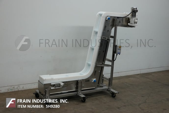 10" wide, Nercon, Z-style Stainless Steel incline/cleated conveyor, mounted on heavy duty Stainless Steel - Image 1