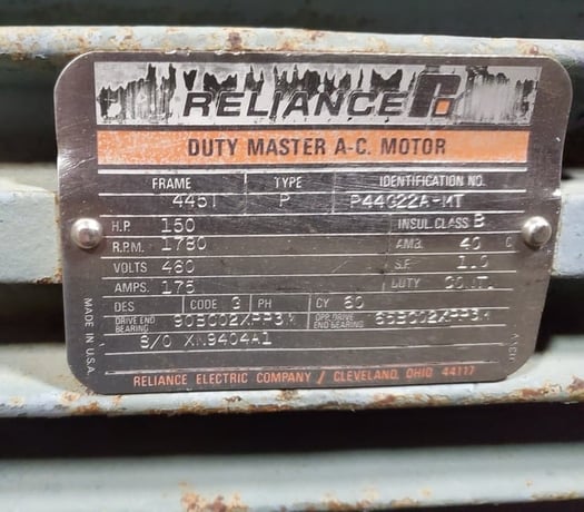 150 HP 1780 RPM Reliance, Frame 445T, 460 Volts, 175 Amps - Image 4