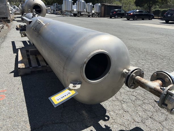 190 gallon Morfab, 304 Stainless Steel tank, 55 psi, DT/DB, 24" dia x 96" straight side plus ASME dish top & - Image 1