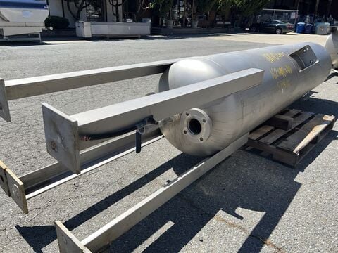 190 gallon Morfab, 304 Stainless Steel tank, 55 psi, DT/DB, 24" dia x 96" straight side plus ASME dish top & - Image 4