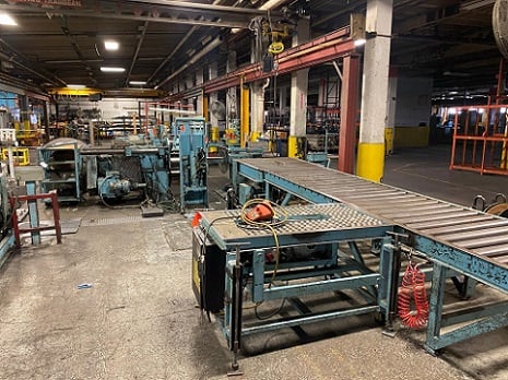 4000 lb. Ruesch, coil banding line, 48" OD, 1 arm turnstile, power push off, 24" arm length - Image 2