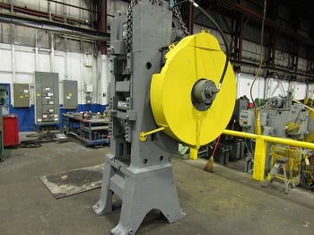 250 Ton, Minster #90-250, knuckle joint press, 3" stroke, 1/2" adjustment, 13-3/4" x 12" ram, 24" x 18" bed - Image 6