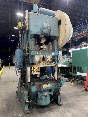 110 Ton, Bliss #C-110, OBI press, 4" slide adjust, 8" stroke, 19" Shut Height, pinch feeder - Image 1