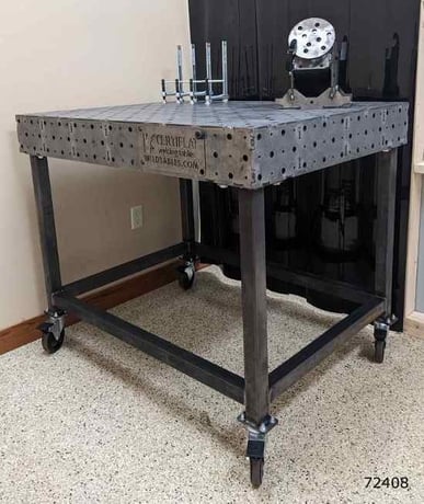 3' x 4' x 6" Weldtables, tab & slot, tapped block welding table, 1/2" steel plate, base with casters - Image 2