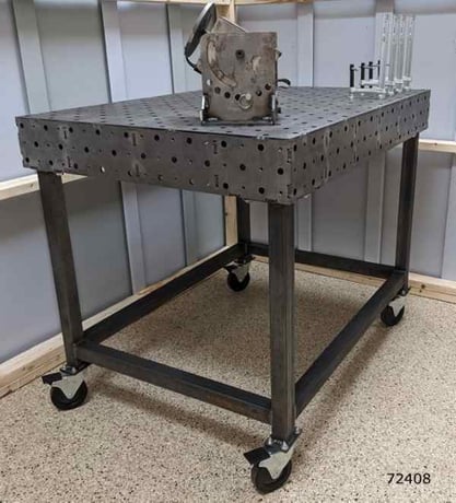 3' x 4' x 6" Weldtables, tab & slot, tapped block welding table, 1/2" steel plate, base with casters - Image 4