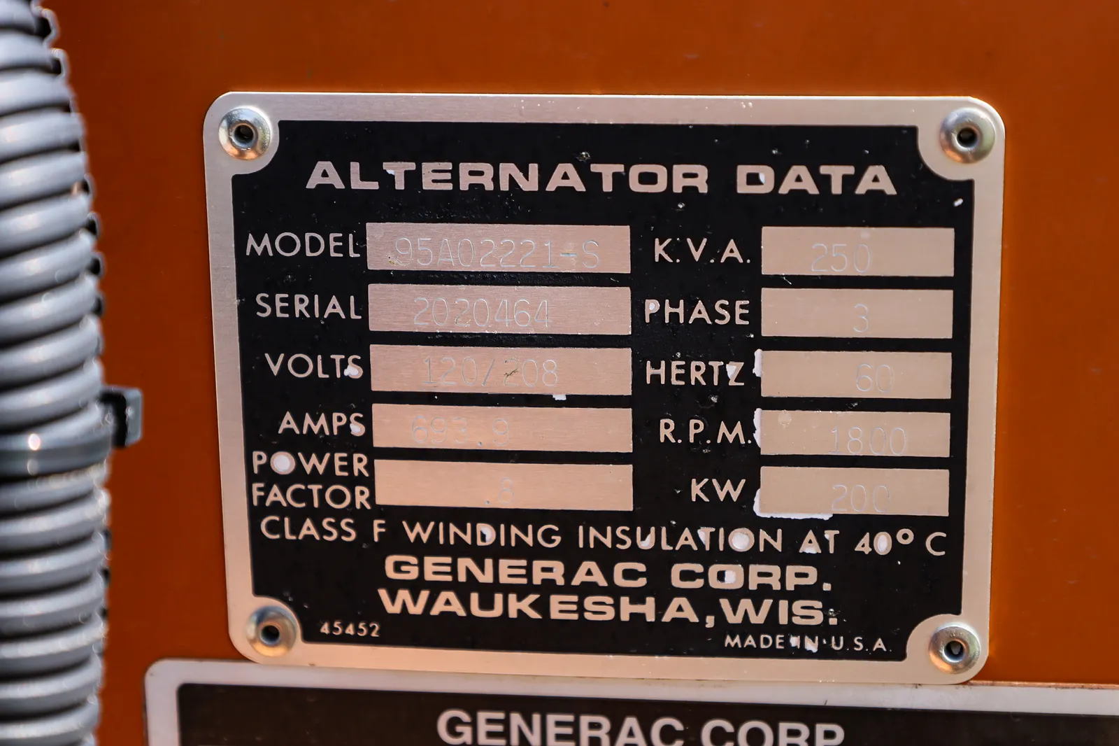 200 KW Generac #SD200, diesel generator, open, 500 hours, 1995, #89361 - Image 6