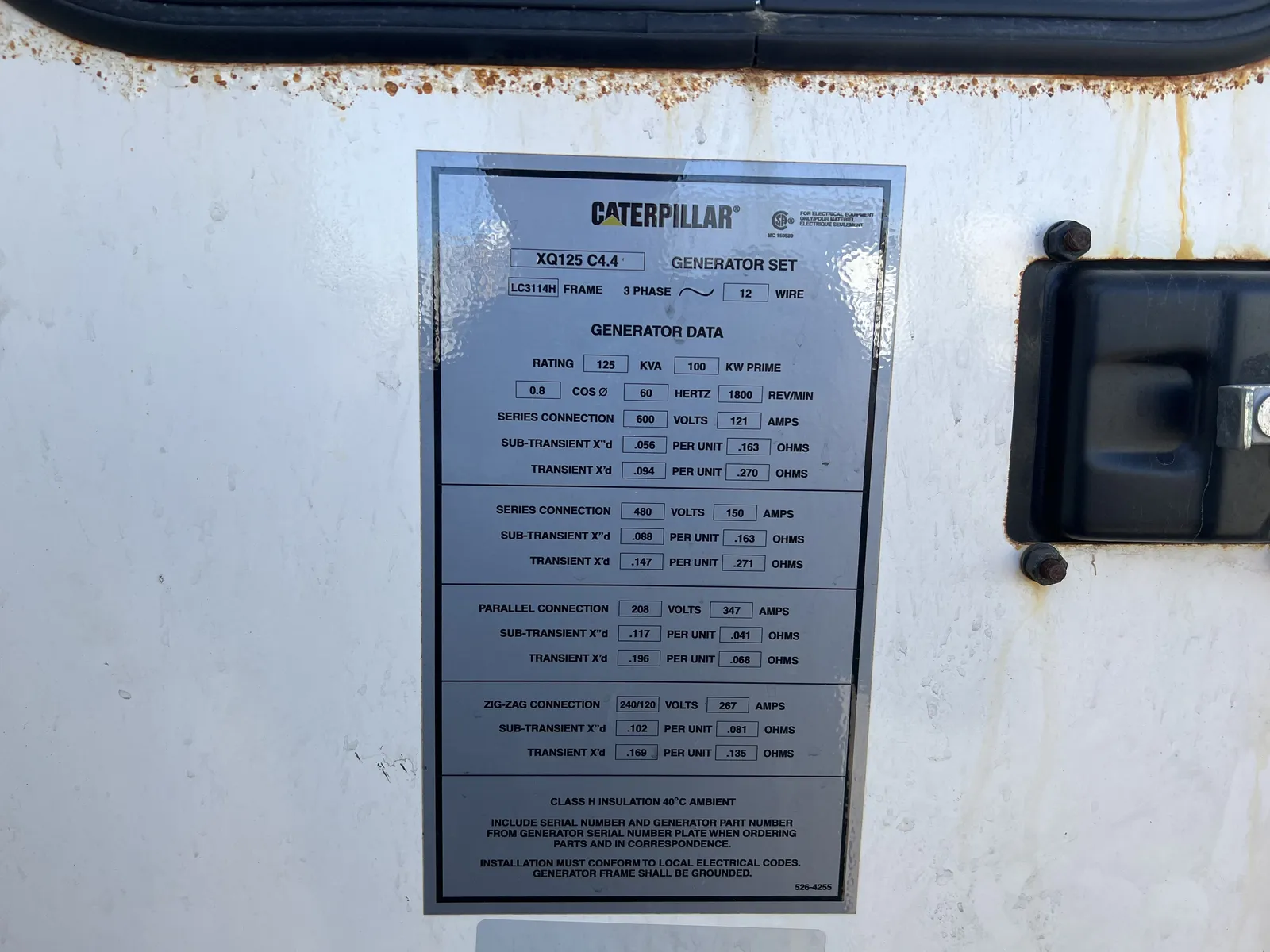 100 KW Caterpillar #XQ125, diesel, enclosure mounted on trailer, 9810 hours, 2017, #89381 - Image 6