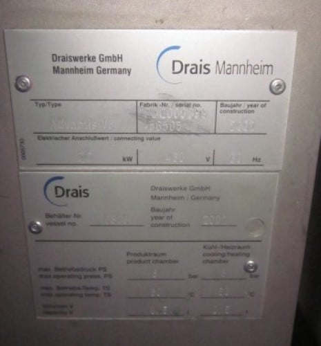 Drais Mannheim, Perl Mill, vertical, stainless steel, Touchpad Control with digital readout, Jacketed - Image 8