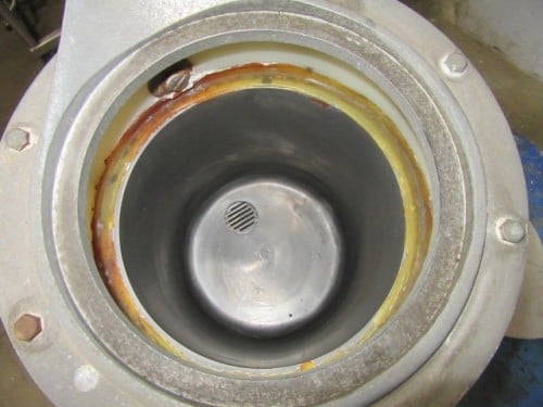 Union Process, Attritor Tank, 1S, 8" ID, 10.5" deep, includes front pour spout, Jacketed for cooling, Bottom - Image 4