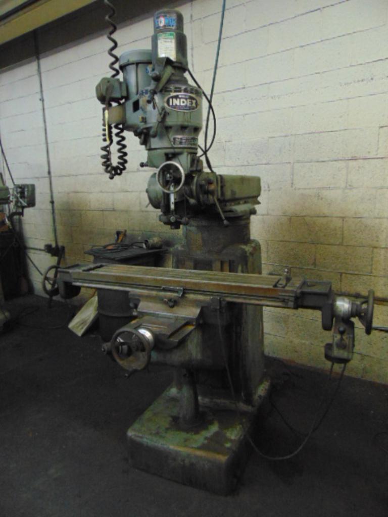 Wells-Index #847, Vertical Turret Milling Machine, 9" X46.5" table, 3 T-slots, 3 HP, S/N 20346 - Image 1